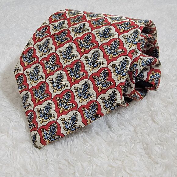 Vintage 90s Burberrys 100% Silk Tie Fleur De Lis Hand Made In USA Rare 57" Long - Picture 1 of 8